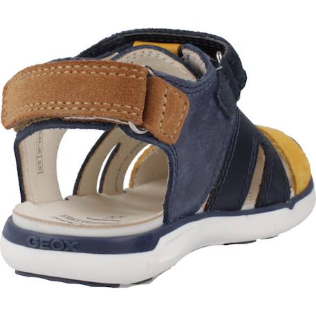 Sandales garçon en cuir robustes et durables Bleu+Marron 3 - vertbaudet enfant 