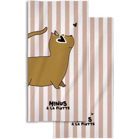 Serviette de plage minus chat (70x140 cm) Rose, orange 1 - vertbaudet enfant 