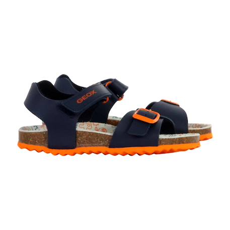 Sandales en cuir  à scratch Gris foncé+Kaki+Marine+Marine rouge+Navy orange sombre 26 - vertbaudet enfant 