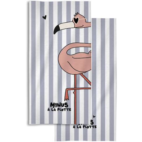 Serviette de plage minus flamant (70x140 cm) Bleu, rose 2 - vertbaudet enfant 