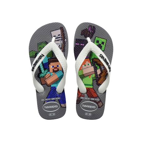 Tongs enfant Minecraft - plage piscine été garçon Steel gris+Steel gris blanc 8 - vertbaudet enfant 