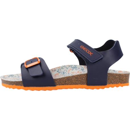 Sandales en cuir à scratch Bleu 2+Navy orange sombre 2 - vertbaudet enfant 