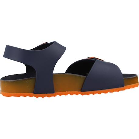 Sandales en cuir à scratch Bleu+Navy orange 1 - vertbaudet enfant 