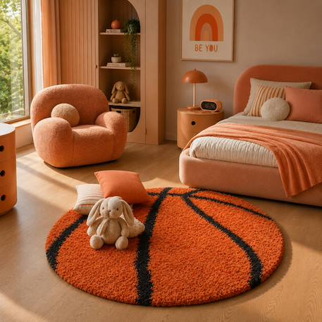 Tapis enfant tissé shaggy basket Orange 1 - vertbaudet enfant 