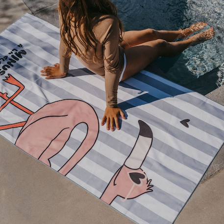 Serviette de plage minus flamant (70x140 cm) Bleu, rose 3 - vertbaudet enfant 
