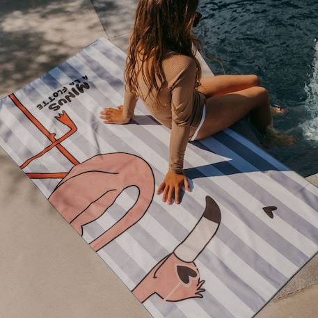 Serviette de plage minus flamant (70x140 cm) Bleu, rose 4 - vertbaudet enfant 