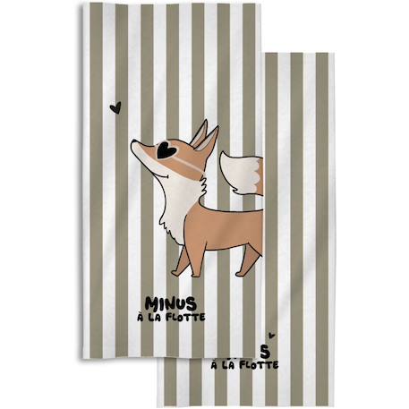 Serviette de plage minus renard (70x140 cm) Vert, orange 1 - vertbaudet enfant 