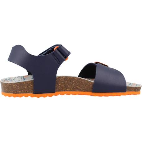 Sandales en cuir à scratch Bleu 2+Navy orange sombre 1 - vertbaudet enfant 