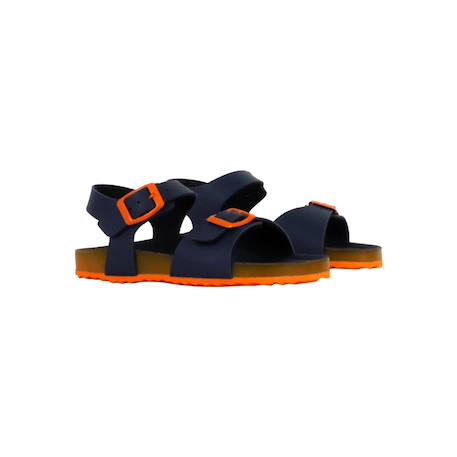Sandales en cuir à scratch Bleu+Navy orange 9 - vertbaudet enfant 