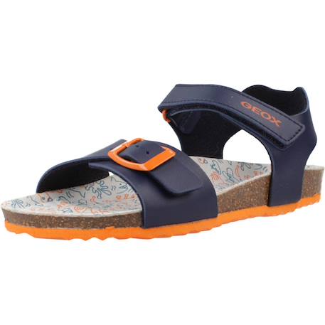 Sandales en cuir à scratch Bleu 2+Navy orange sombre 4 - vertbaudet enfant 