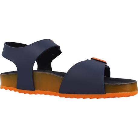 Sandales en cuir à scratch Bleu+Navy orange 5 - vertbaudet enfant 
