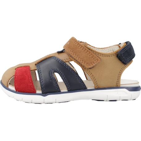 Sandales garçon en cuir robustes et durables Bleu+Marron 8 - vertbaudet enfant 