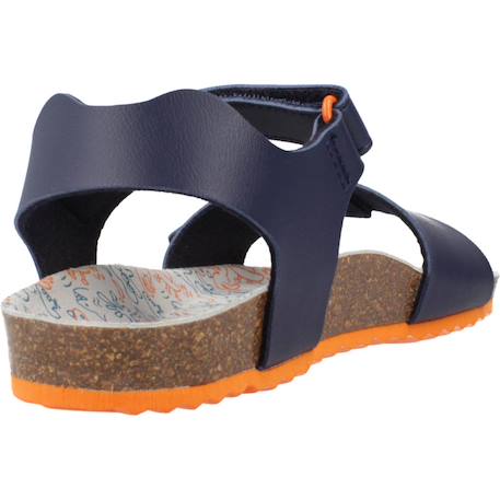 Sandales en cuir à scratch Bleu 2+Navy orange sombre 3 - vertbaudet enfant 