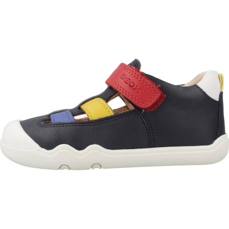 Sandales garçon cuir maintien solide pour l'été Blanc+Bleu 8 - vertbaudet enfant 