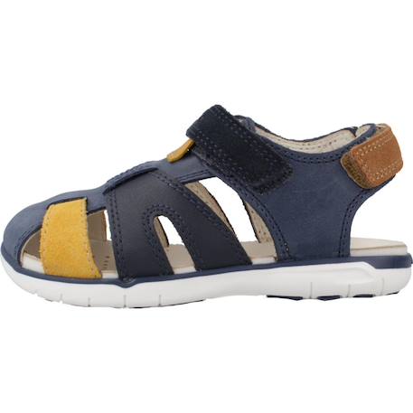 Sandales garçon en cuir robustes et durables Bleu+Marron 2 - vertbaudet enfant 