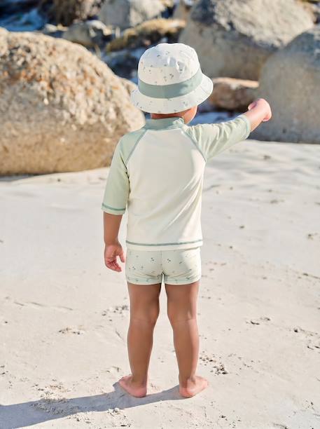 Ensemble de bain T-shirt anti-UV + short + bob bébé Vert menthe/blanc 9 - vertbaudet enfant 