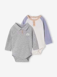 Bébé-Body-Lot de 2 bodies naissance manches longues col polo