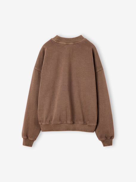 Sweat fille manches longues chocolat+gris 2 - vertbaudet enfant 