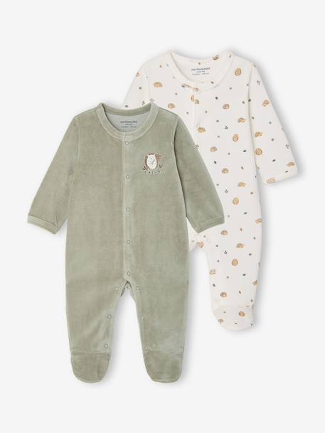 Lot de 2 dors-bien bébé ouverture devant cappuccino+rose pâle+vert sauge 23 - vertbaudet enfant 