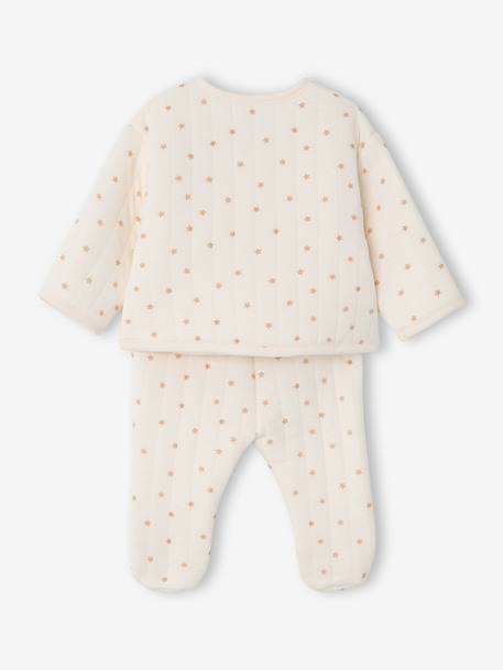 Ensemble matelassé gilet + pantalon à pieds entièrement imprimé écru+rose+vanille 17 - vertbaudet enfant 