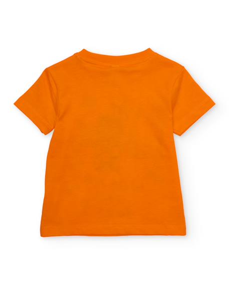 T-shirt garçon en maille avec imprimé tigre sur le devant Orange 2 - vertbaudet enfant 