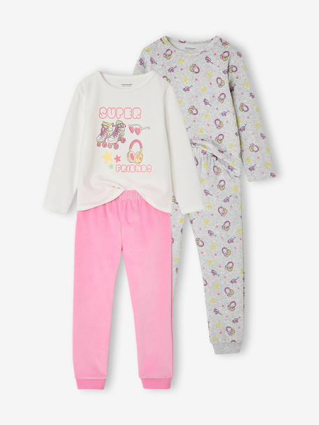 Fille-Lot de 2 pyjamas fille longs