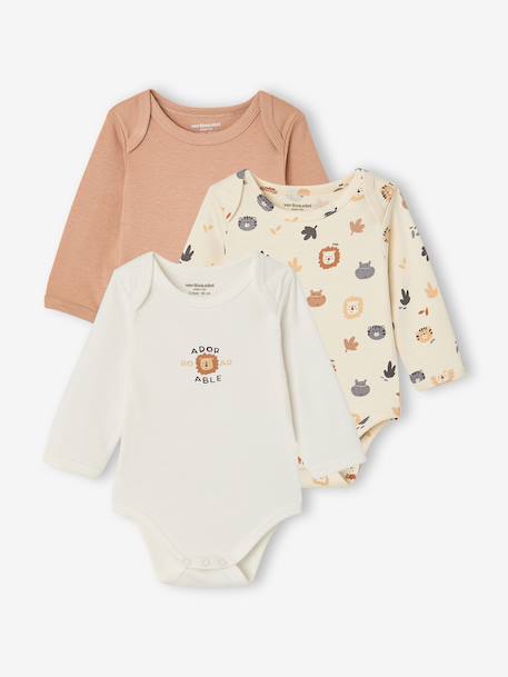 Lot de 3 bodies manches longues bébé noisette 1 - vertbaudet enfant 
