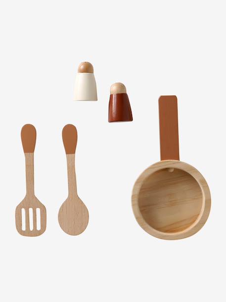 Cuisine en bois FSC® avec accessoires caramel+écru+rose+vert sauge 9 - vertbaudet enfant 