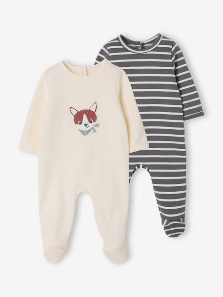 Lot de 2 dors-bien bébé ouverture dos vanille 1 - vertbaudet enfant 