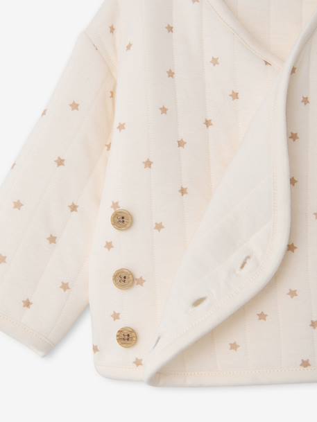 Ensemble matelassé gilet + pantalon à pieds entièrement imprimé écru+rose+vanille 18 - vertbaudet enfant 