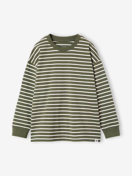 T-shirt rayé garçon oversize anthracite+vert 6 - vertbaudet enfant 