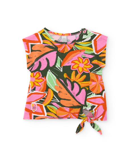 T-shirt fille en maille avec nœud au bas Orange 1 - vertbaudet enfant 