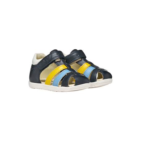 Sandales en cuir à scratch Bleu+Marine+Marine   jaune foncé 18 - vertbaudet enfant 