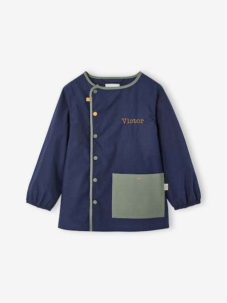 Tablier garçon personnalisable 'Cool school' bleu+bleu foncé 6 - vertbaudet enfant 