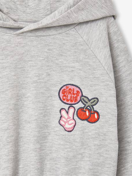 Robe courte à capuche fille gris chiné+marine 4 - vertbaudet enfant 