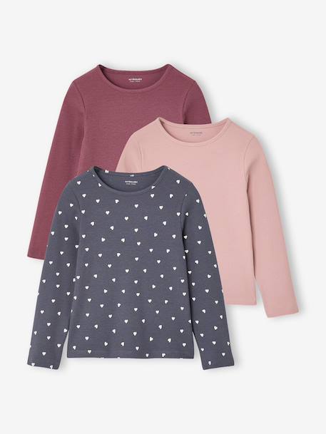Lot de 3 T-shirts manches longues fille écru+encre+vanille 7 - vertbaudet enfant 