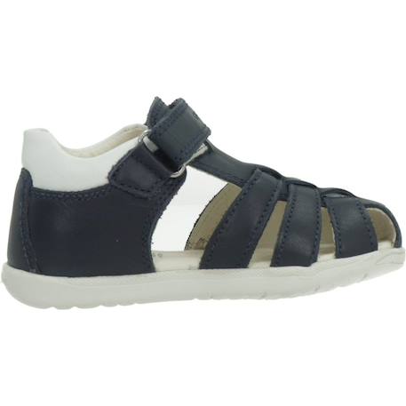 Sandales en cuir à scratch Bleu+Marine+Marine   jaune foncé 1 - vertbaudet enfant 