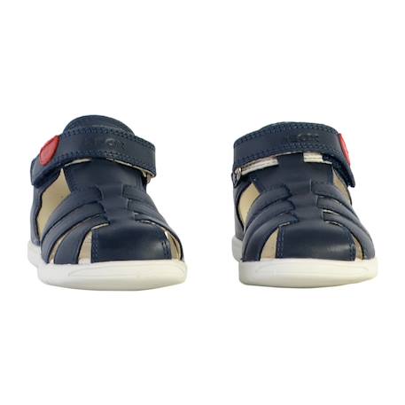 Sandales en cuir à scratch Bleu+Marine+Marine   jaune foncé 11 - vertbaudet enfant 