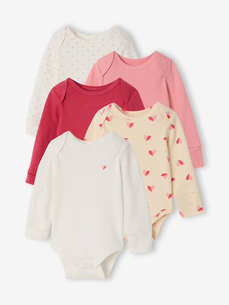 Lot 5 bodies manches longues bébé fille écru 1 - vertbaudet enfant 