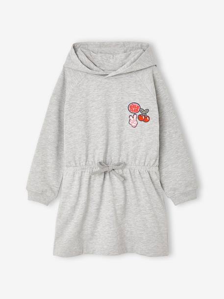 Robe courte à capuche fille gris chiné+marine 2 - vertbaudet enfant 