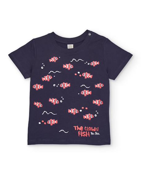 Bébé-T-shirt, sous-pull-T-shirt garçon en maille avec imprimé poissons-clowns