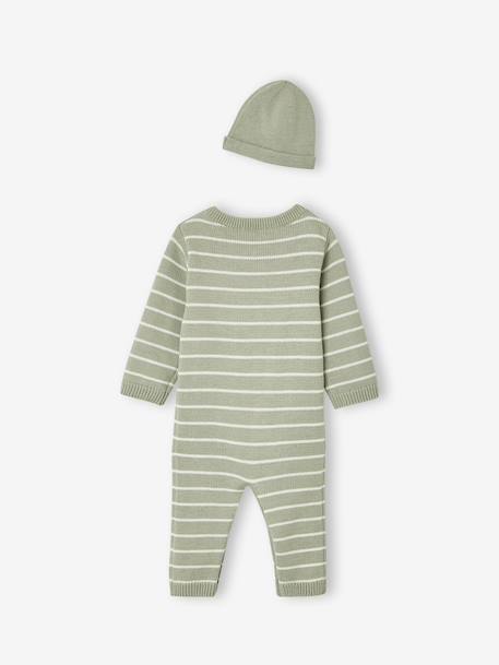 Ensemble combinaison et bonnet bébé vert sauge 3 - vertbaudet enfant 