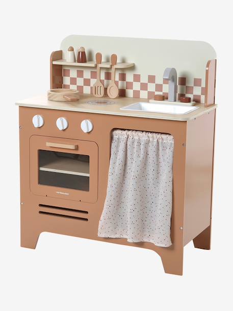 Cuisine en bois FSC® avec accessoires caramel+écru+rose+vert sauge 3 - vertbaudet enfant 