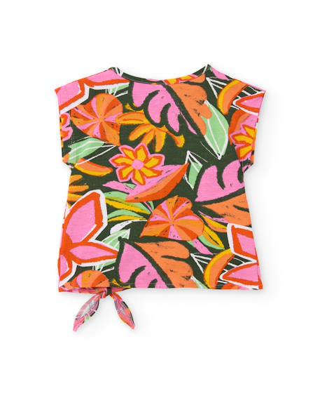 T-shirt fille en maille avec nœud au bas Orange 2 - vertbaudet enfant 