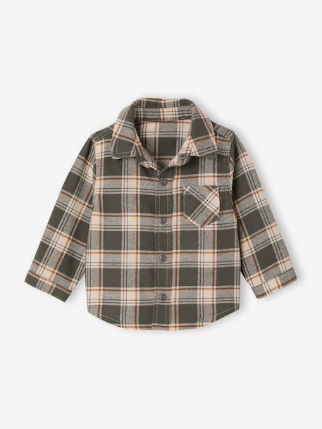 Chemise flanelle bébé à carreaux kaki+marine 1 - vertbaudet enfant 