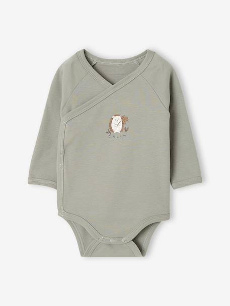 Lot de 2 bodies naissance manches longues cappuccino+rose pâle+vert sauge 16 - vertbaudet enfant 