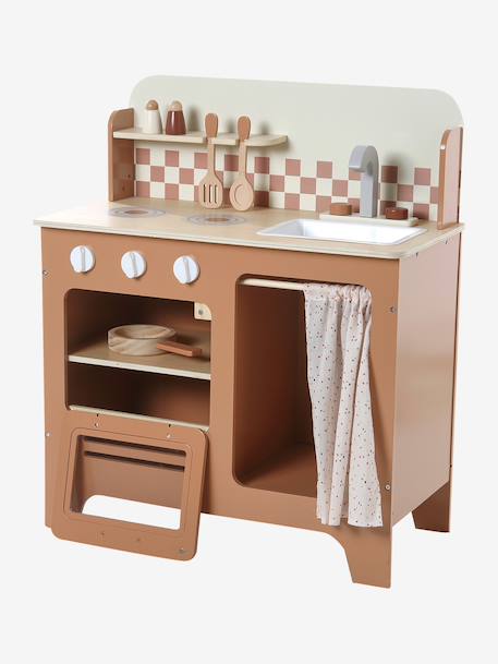 Cuisine en bois FSC® avec accessoires caramel+écru+rose+vert sauge 4 - vertbaudet enfant 
