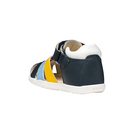 Sandales en cuir à scratch Bleu+Marine+Marine   jaune foncé 16 - vertbaudet enfant 
