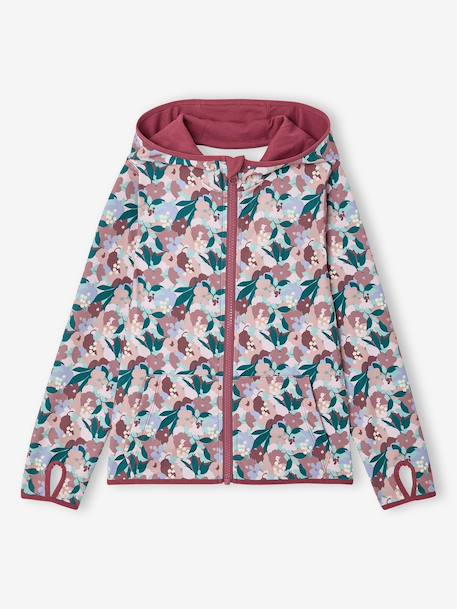 Fille-Pull, gilet, sweat-Sweat-Sweat sport zippé matière technique fille motifs fleurs