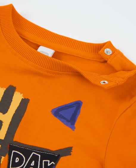 T-shirt garçon en maille avec imprimé tigre sur le devant Orange 3 - vertbaudet enfant 